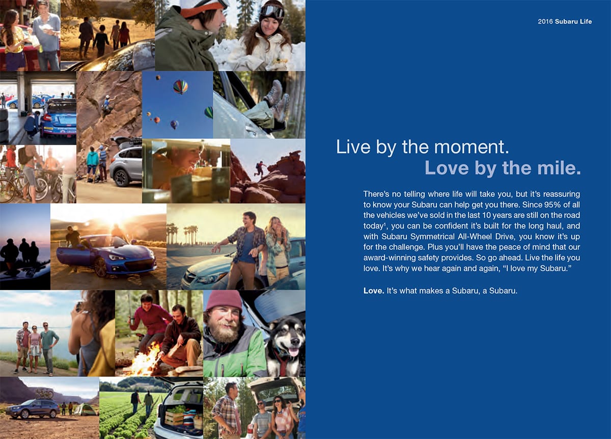 Subaru brochure interior spread