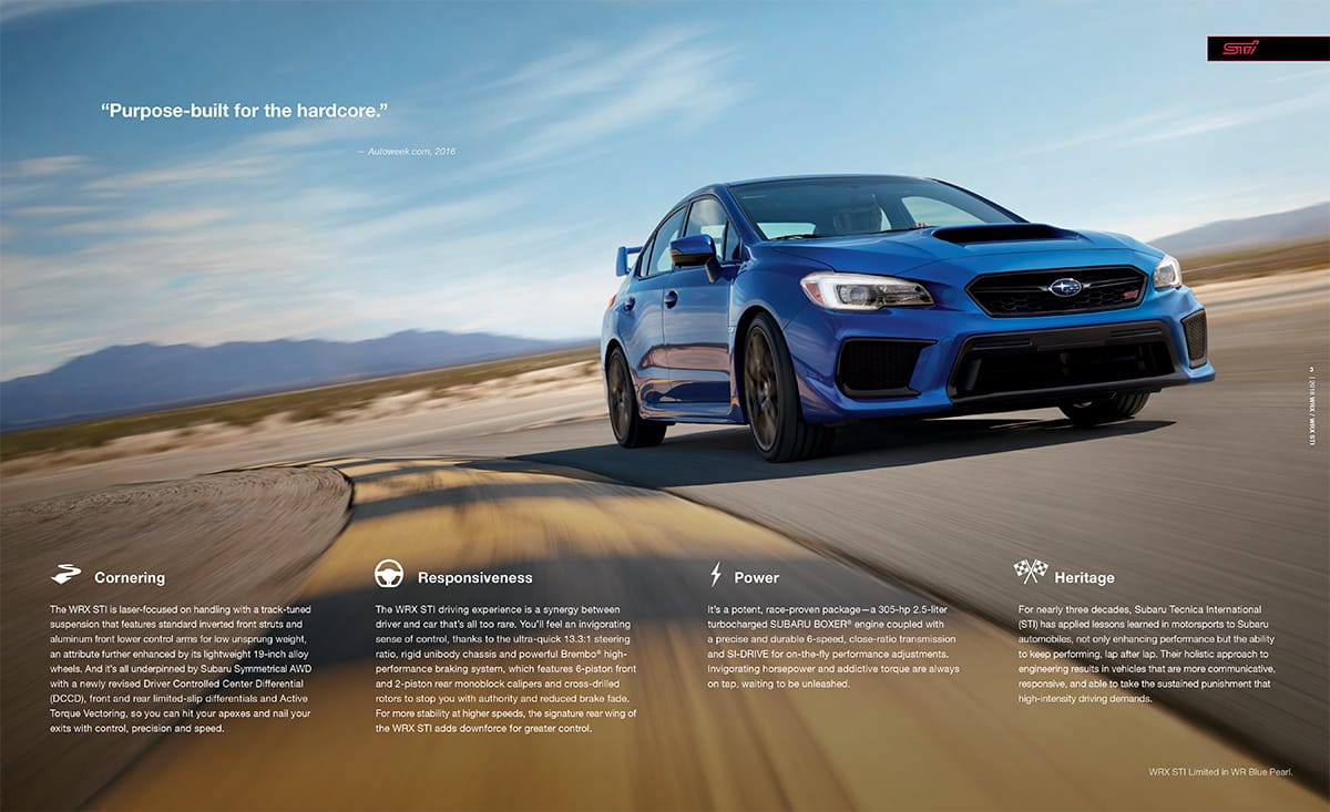 Subaru brochure interior spread
