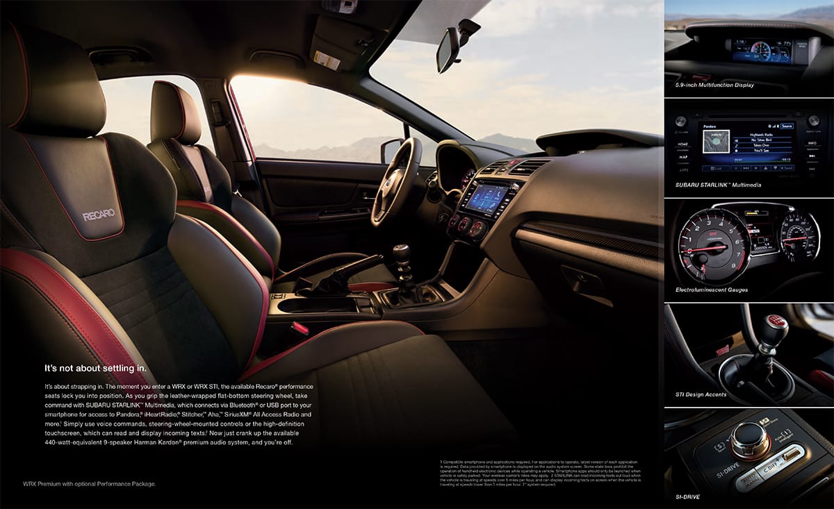 Subaru brochure feature spread