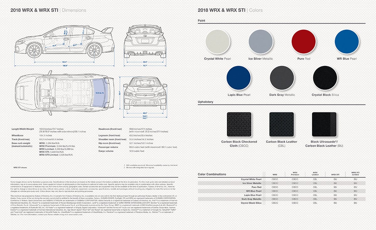Subaru brochure feature spread